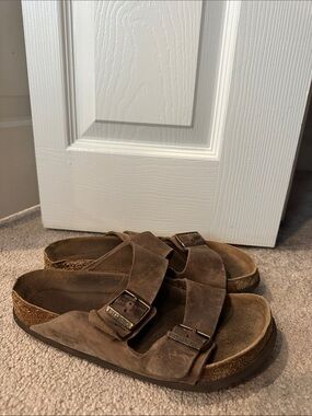 Birkenstock Brown Suede Two-Strap Sandals